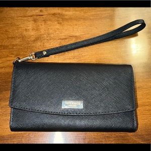 Kate Spade black leather wristlet